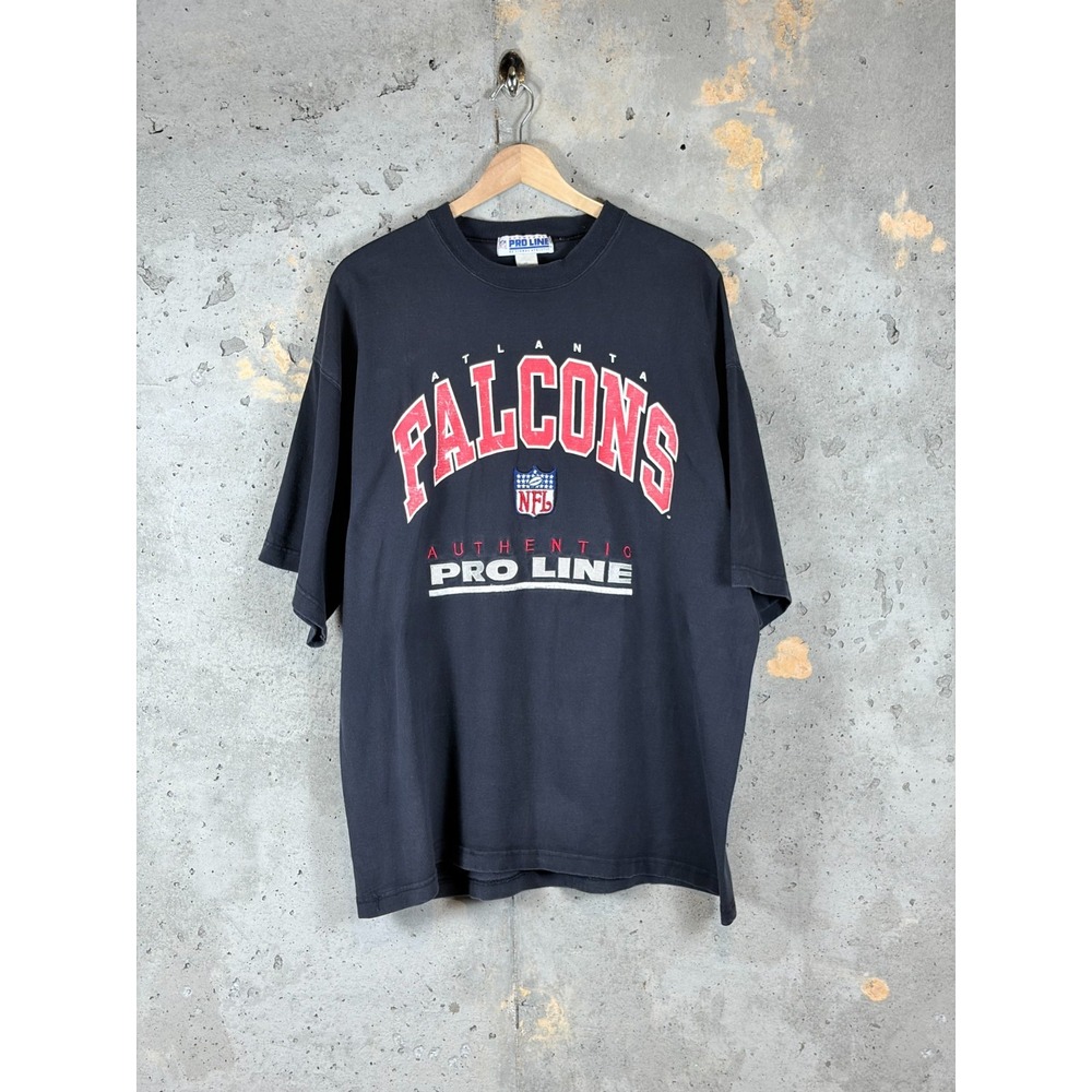 Vintage 90s Authentic Pro Line Atlanta Falcons T Shirt Mens XL Black Graphic